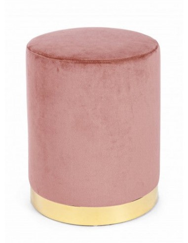 Tabouret rembourré avec tissu Lucilla Velvet Rose / Or, Ø35xH40 cm Venez acheter