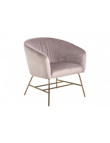 Fauteuil fixe tapissé de tissu et pieds en métal Velours Ramsey Rose Foncé / Laiton, l72XA67xH76 cm france