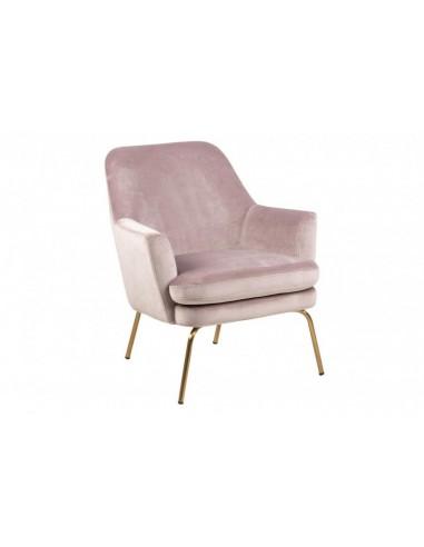 Fauteuil fixe rembourré avec tissu et pieds en métal Chisa Velvet Rose Foncé / Laiton, l74xA73xH83 cm En savoir plus